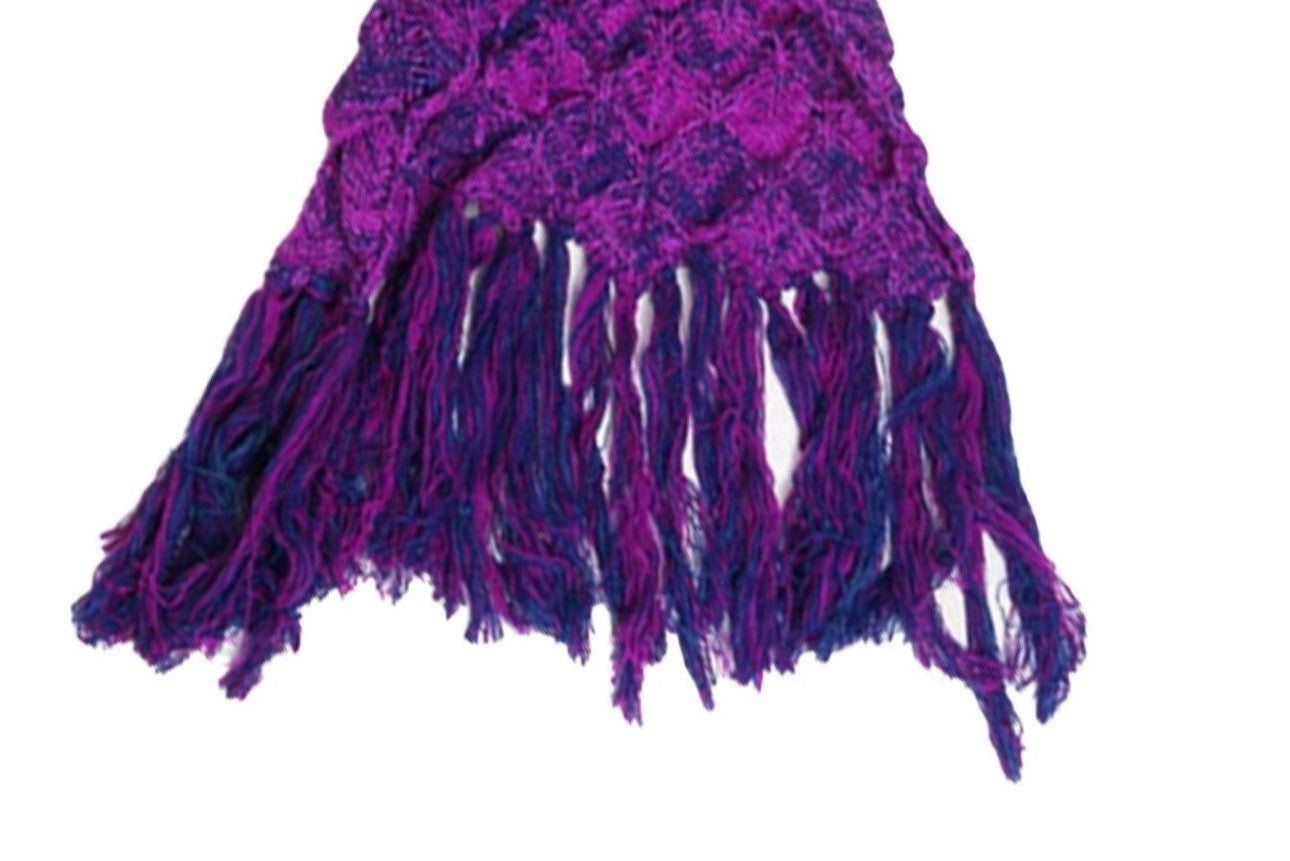 Crochet Adult/Teens Mermaid Blanket with Tail  fringes Dark Purple-Pink