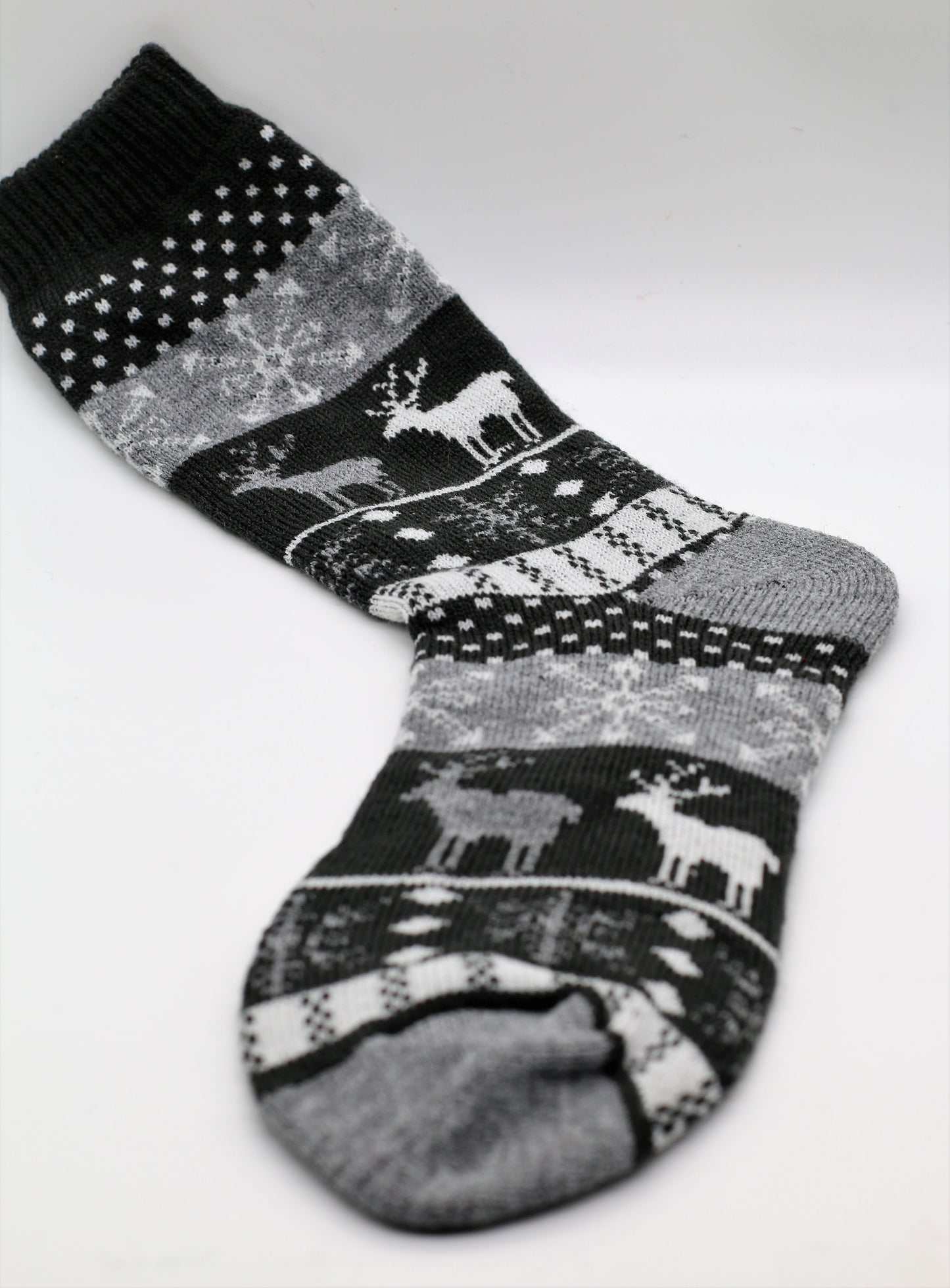 Gray Reindeer- Snowflake  Christmas Men Dress Socks