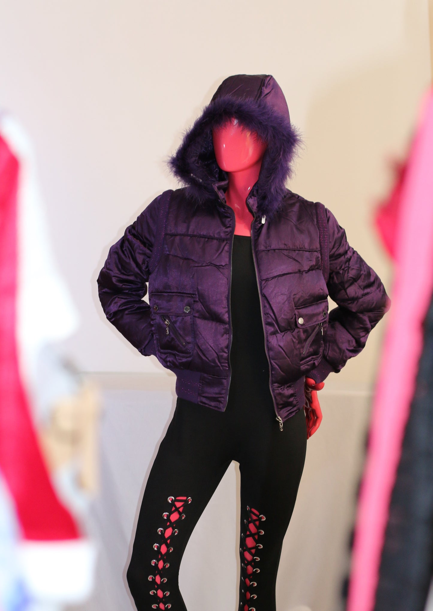 Women's Purple Quilted Puffer Jacket