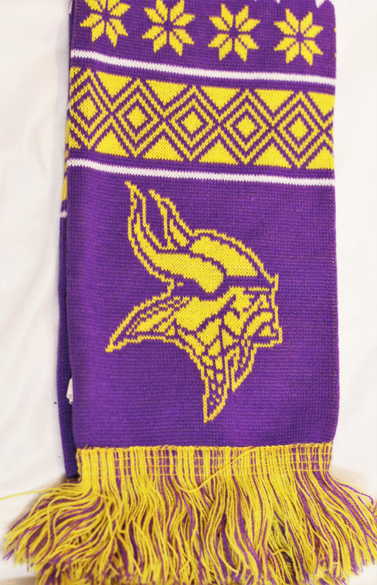 Minnesota Vikings Scarf Knit Winter Neck - Double Sided Big Team Logo