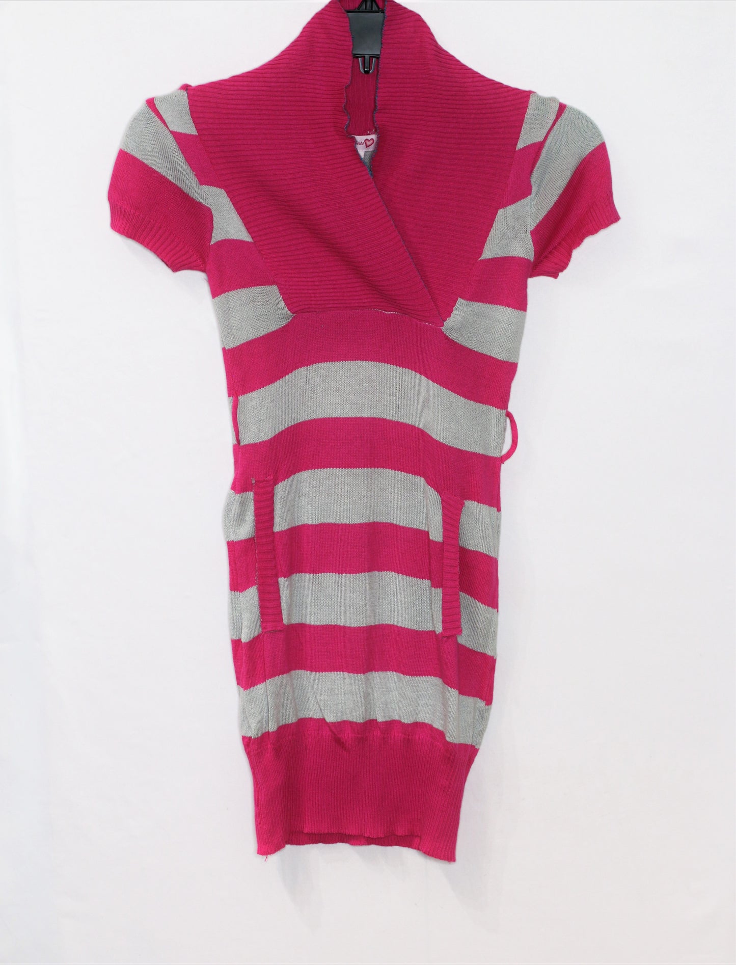 Girls Short Sleeve Striped Sweater Dress