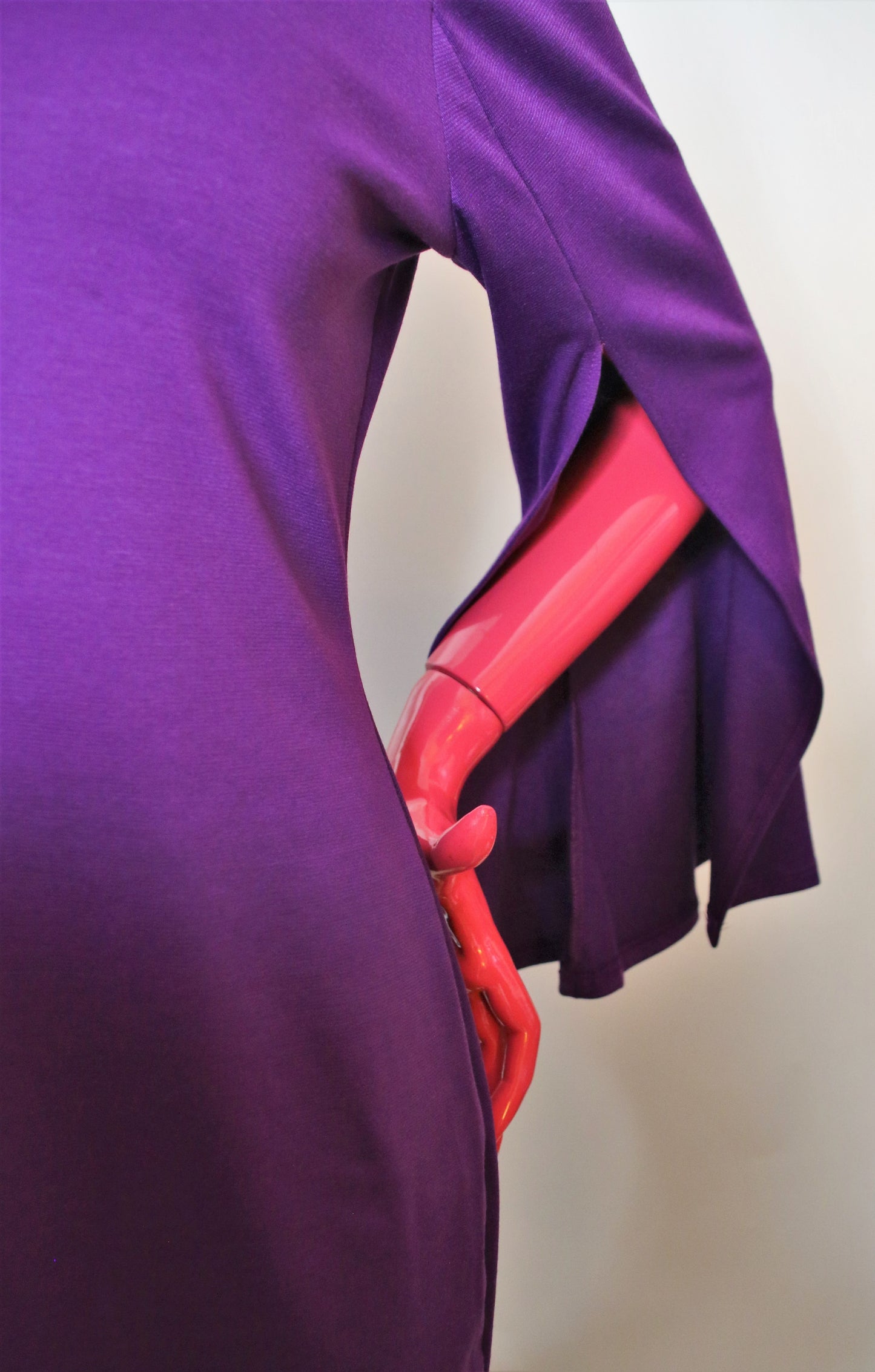 Quum Plus Purple Dress With  a V Shape Mesh Thigh Opening