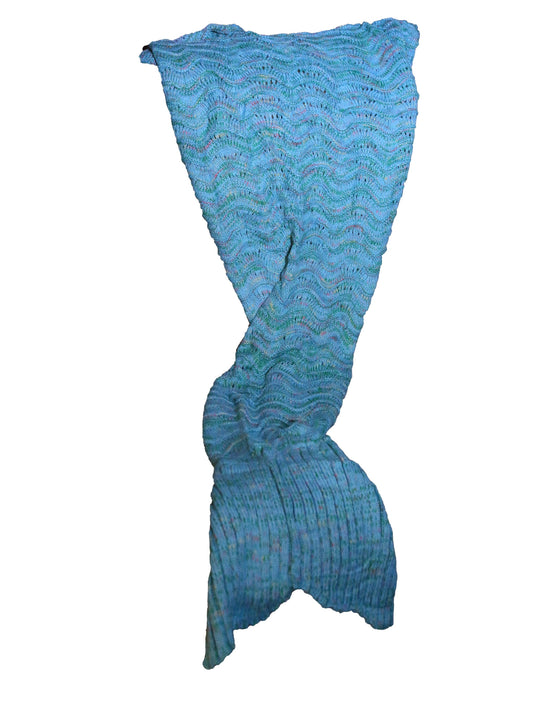 Crochet Adult/Teens Mermaid Blanket with Tail - Blue with colored specks