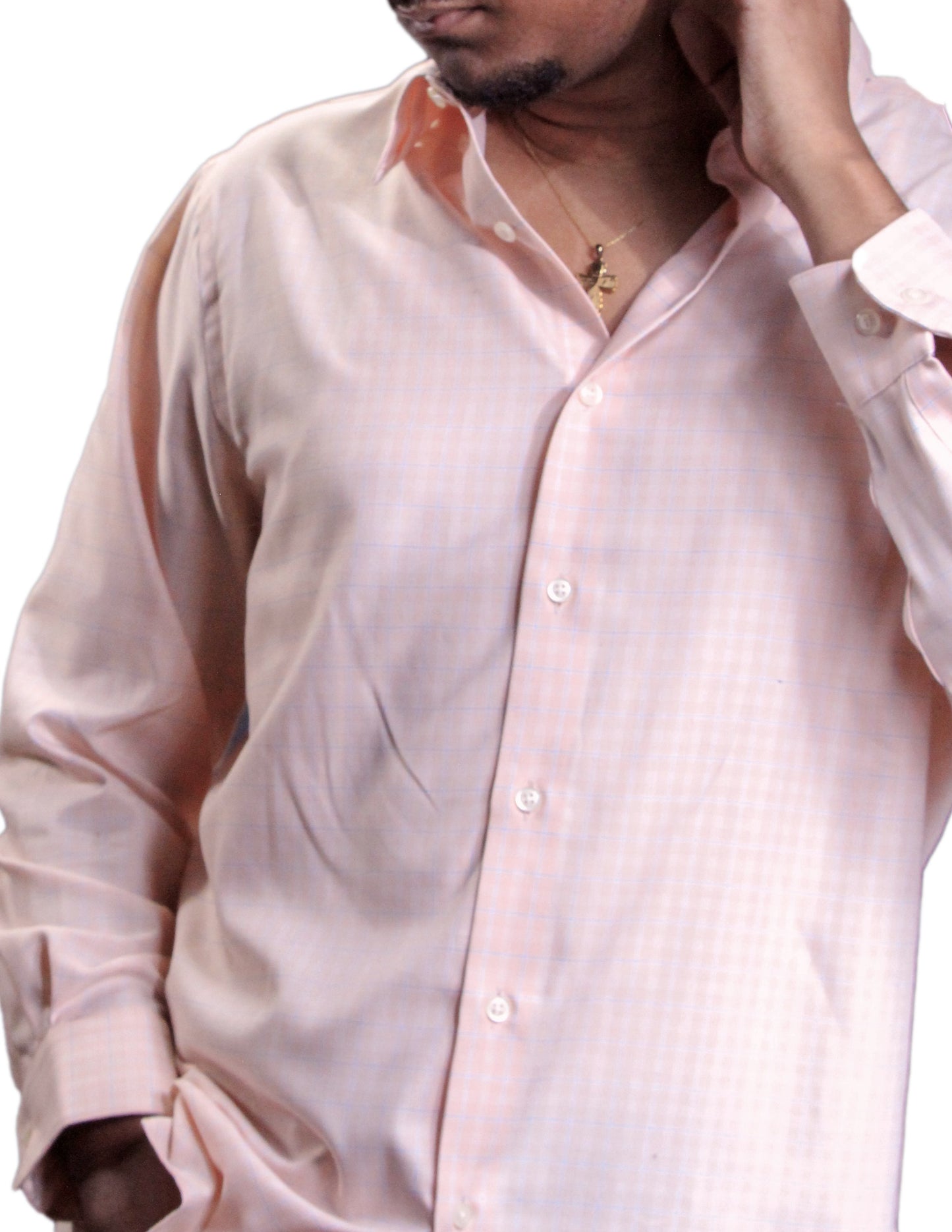 Men's Pronto uomo Pink Dress Business Long Sleeve Stripe Regular Fit Dress Shirts