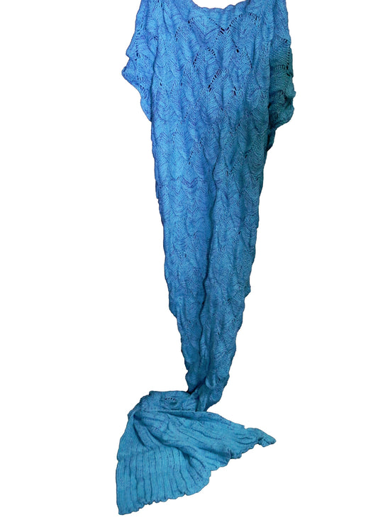 Crochet Adult/Teens Mermaid Blanket with Tail Powder blue-Purple