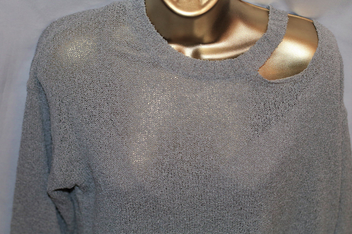 Women's Gray Cold Shoulder Sweater