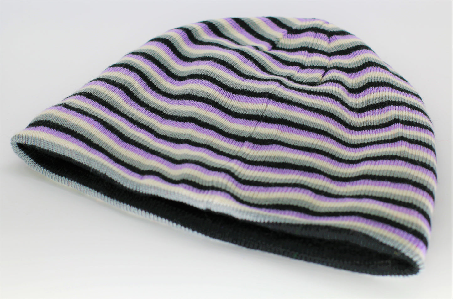 Women's Striped Beanie Ski Hat with fleece inside