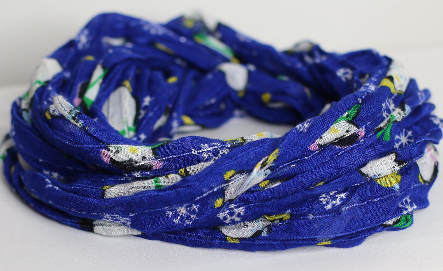 Blue Infinity Scarf With Penguin