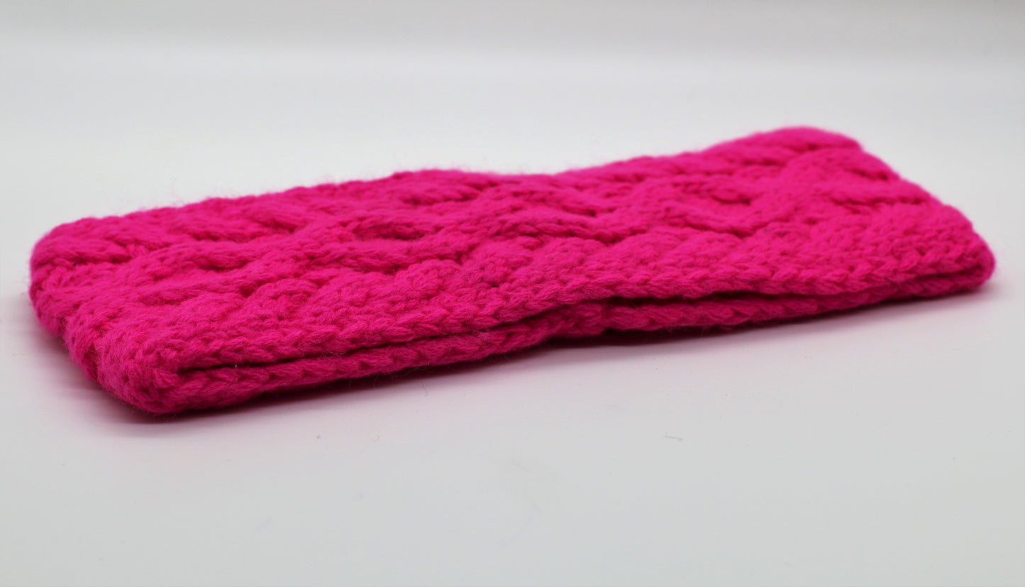 fuchsia Pink chunky knit sweater headband
