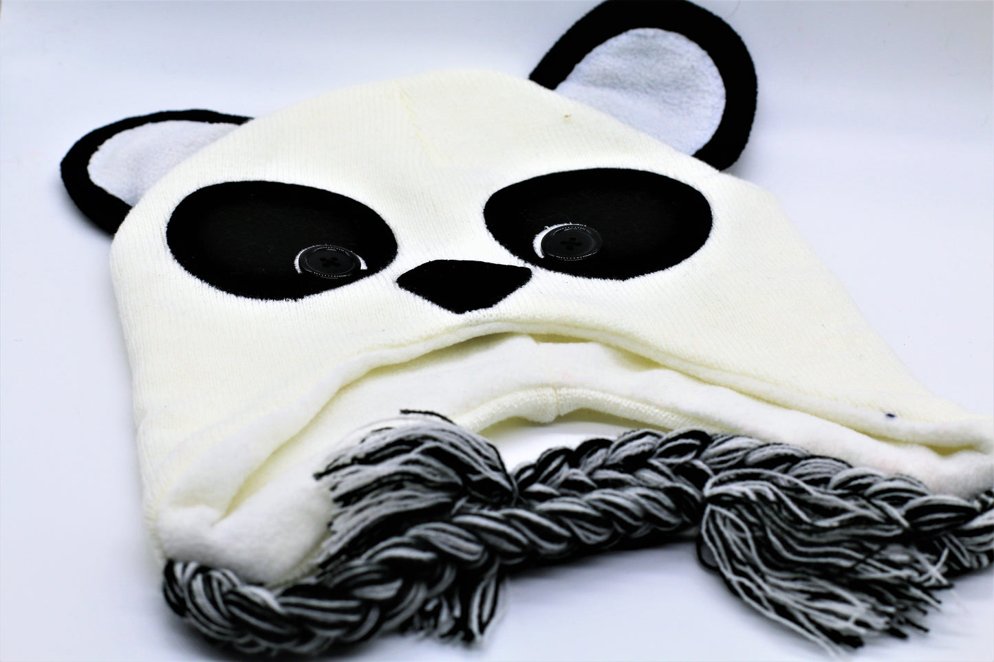 Unisex Panda Bear Winter Hat with Straps