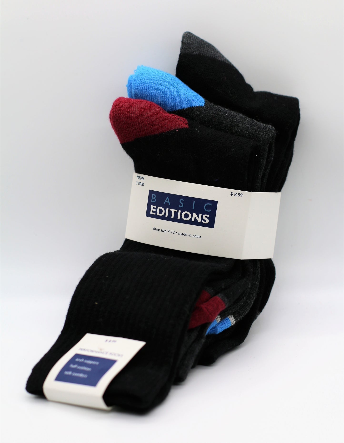 Basic Editions Men's 3-Pairs Non-Binding Wellness Crew Dress Socks