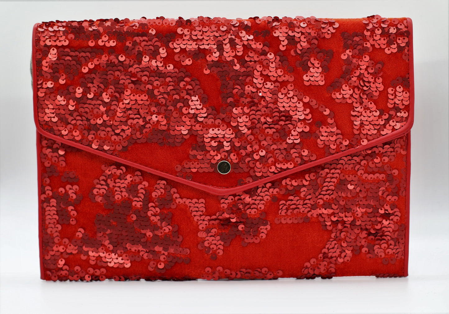 Red Sequins Envelope Evening Clutch Purse