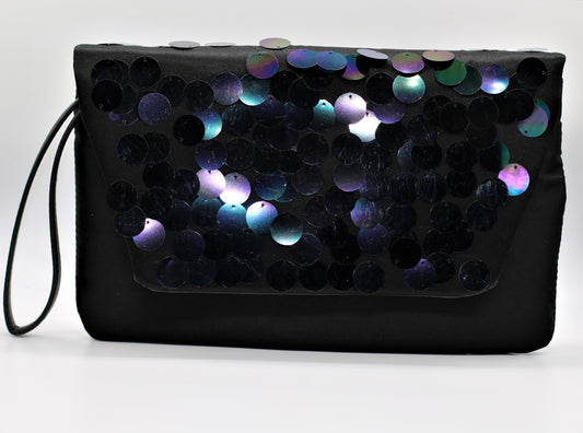 Black Clutch Purse With Large Sequins