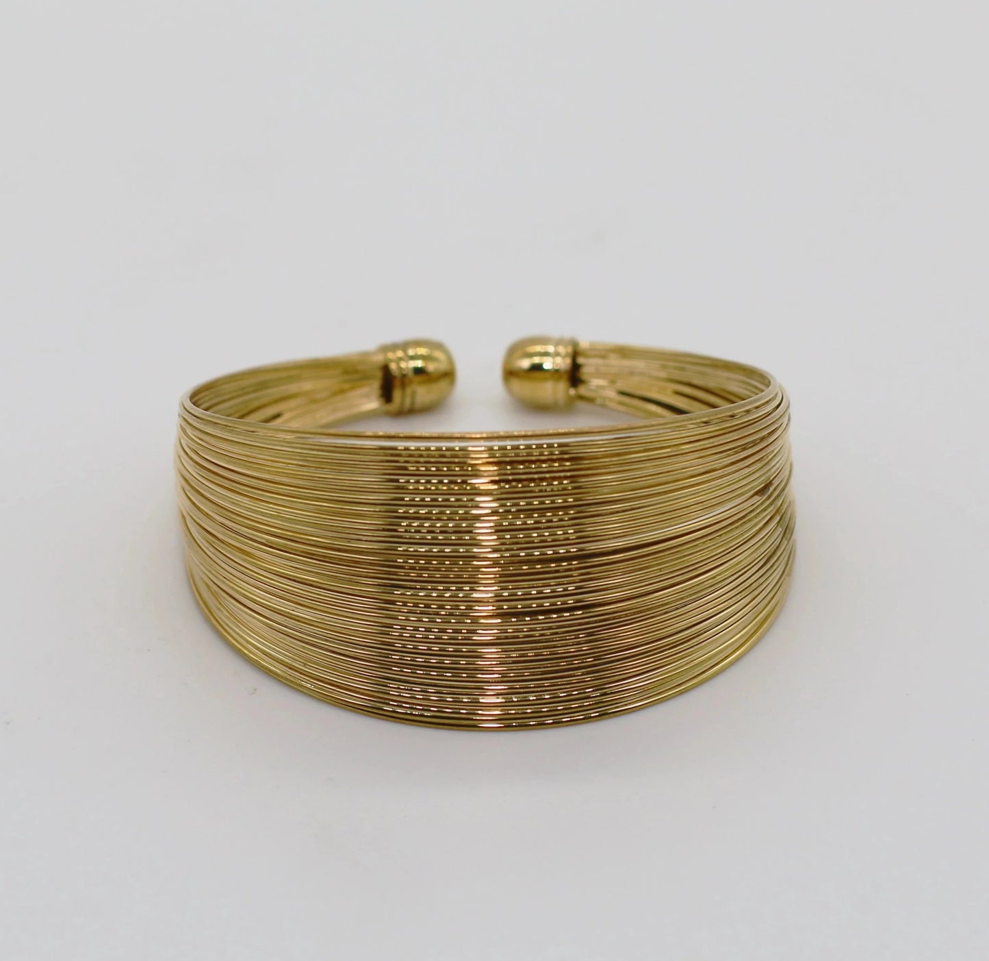 Gold Metal Thin Thread Wire Open Cuff Wide Bracelet Bangle