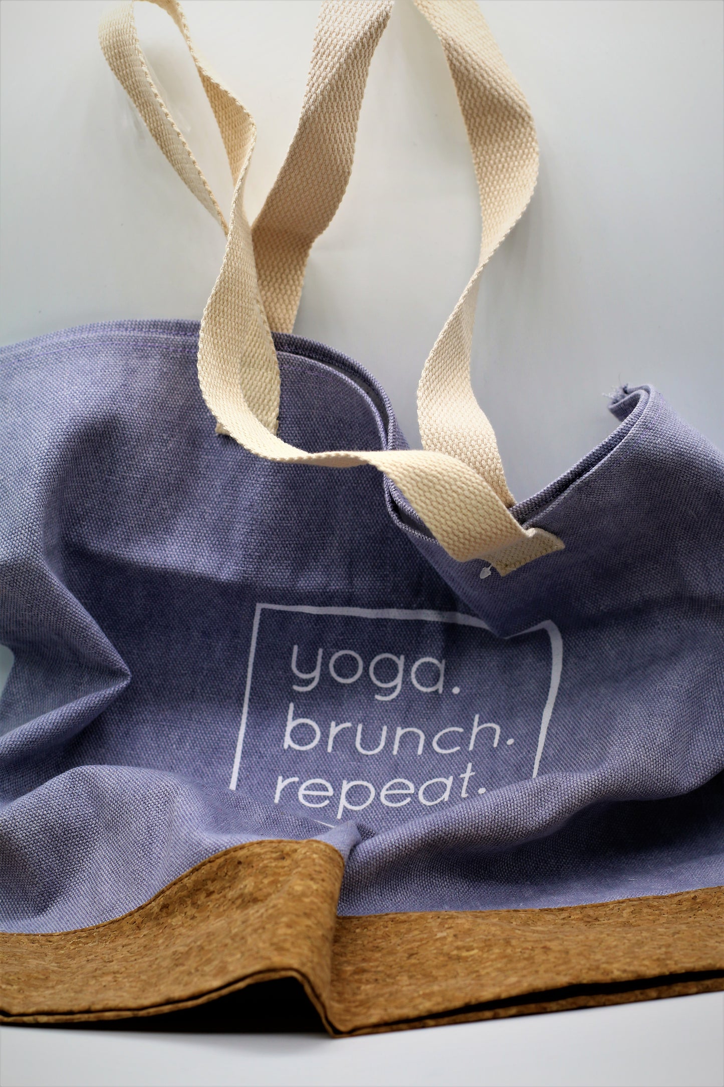 Cork & Fabric Tote Bag Yoga Brunch Repeat”