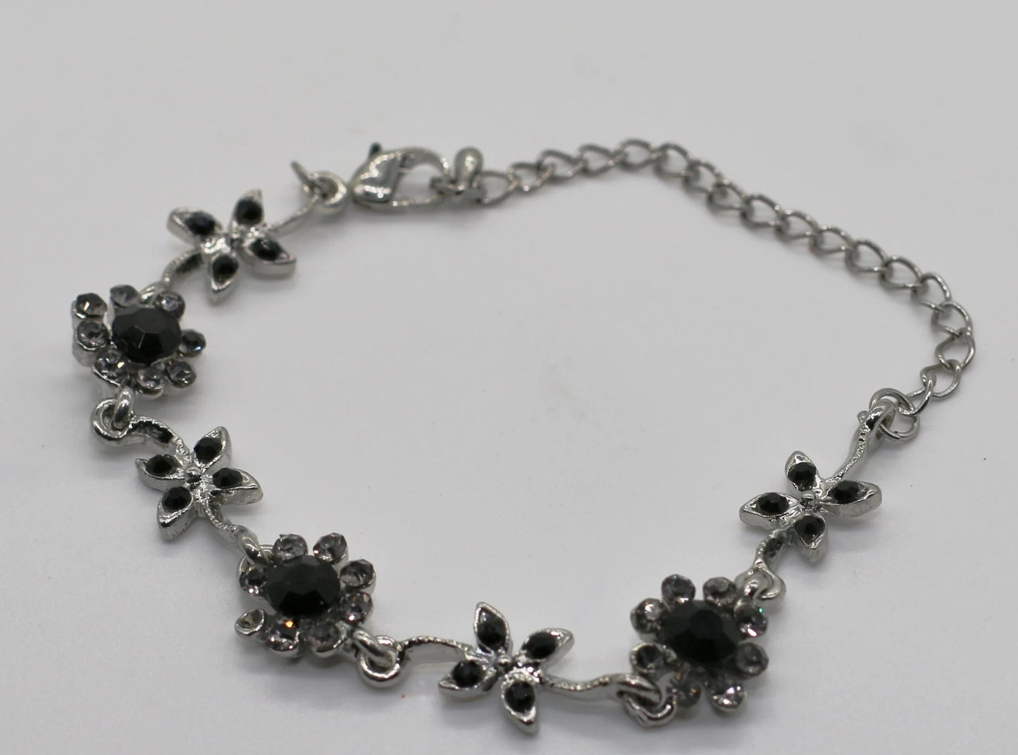 Black Flower Opal Link Bracelet
