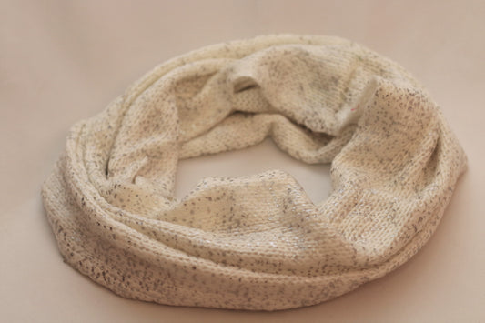 Silver-White Tight Knit Infinity Scarf