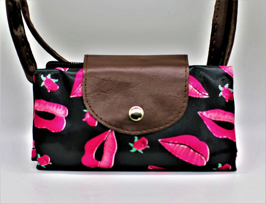 Pink Lips Foldable Everything Handbag Tote,