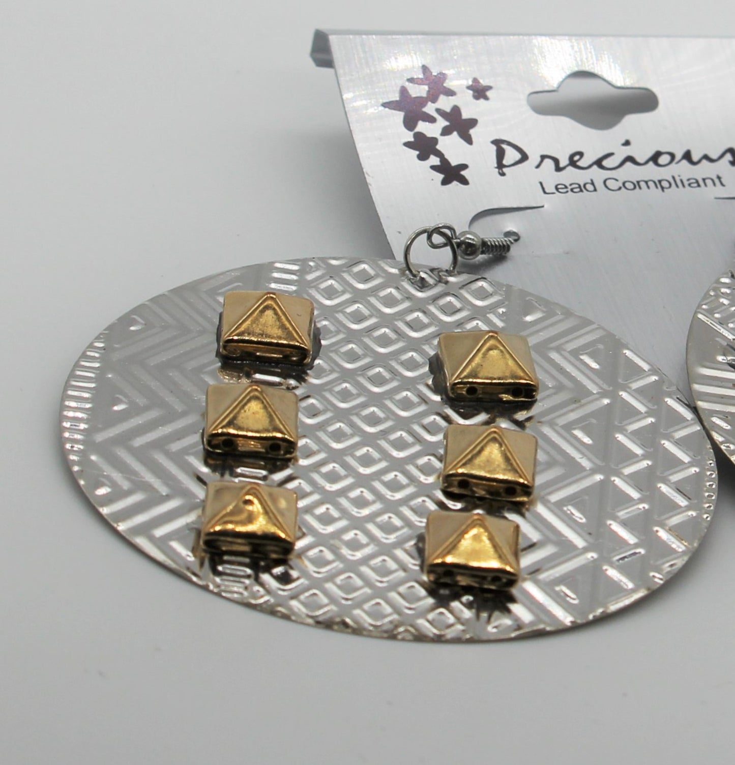 Circle Earrings with Gold Raised accents, Costume jewelry