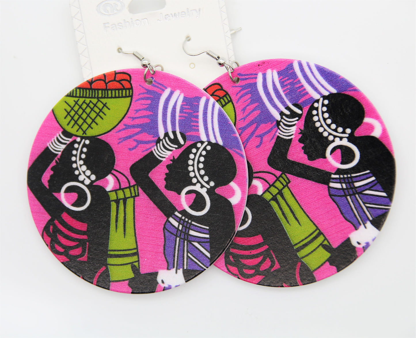 Fuchsia African Women Earrings