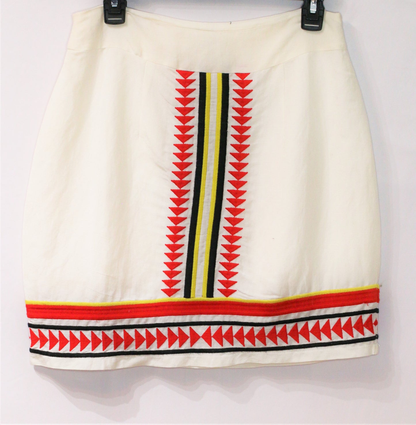 Ivory tribal embroidered linen Skirt