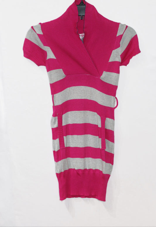Girls Short Sleeve Striped Sweater Dress