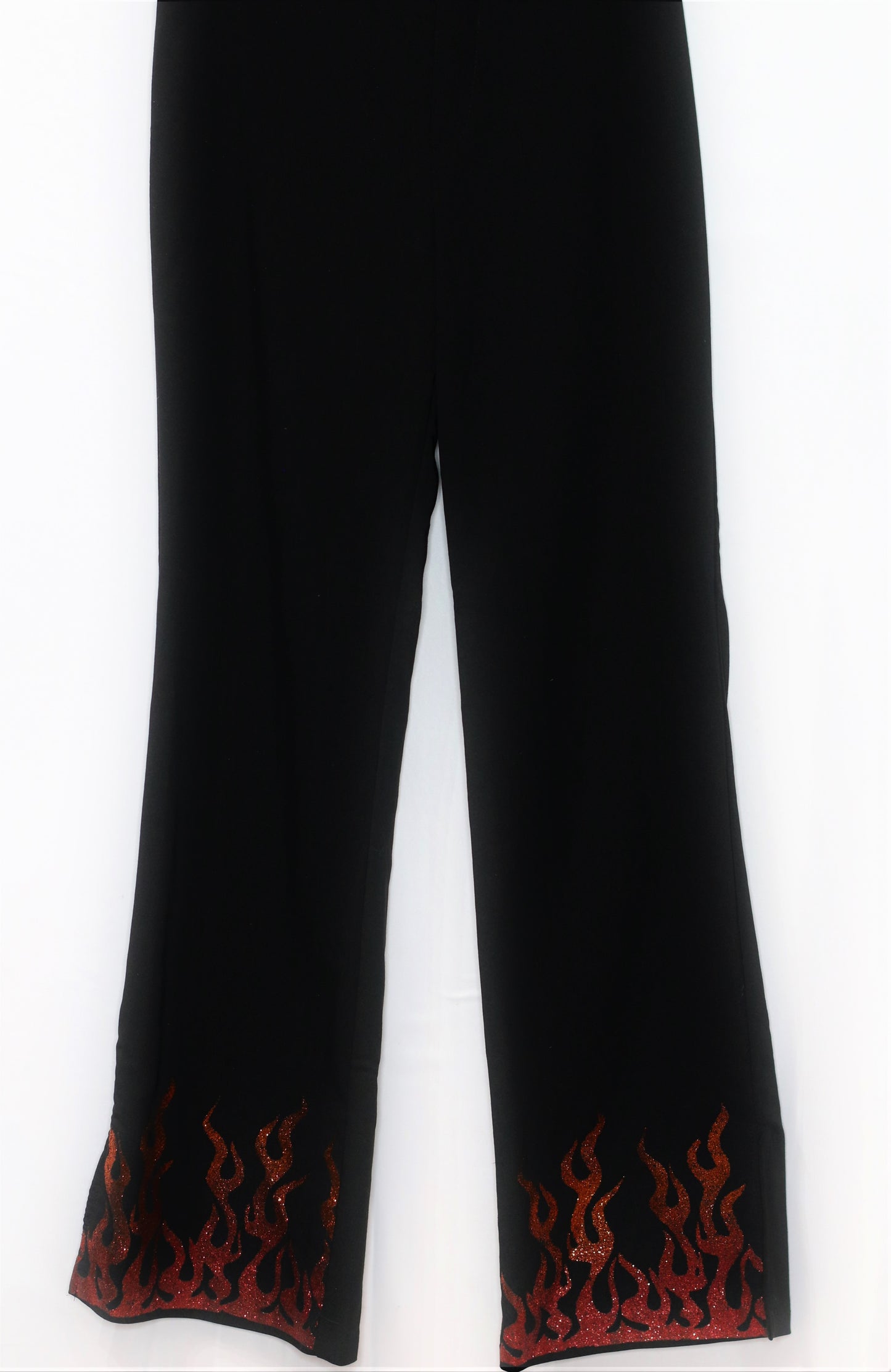 Black Bell Goth On Fire Bell Bottom Flares