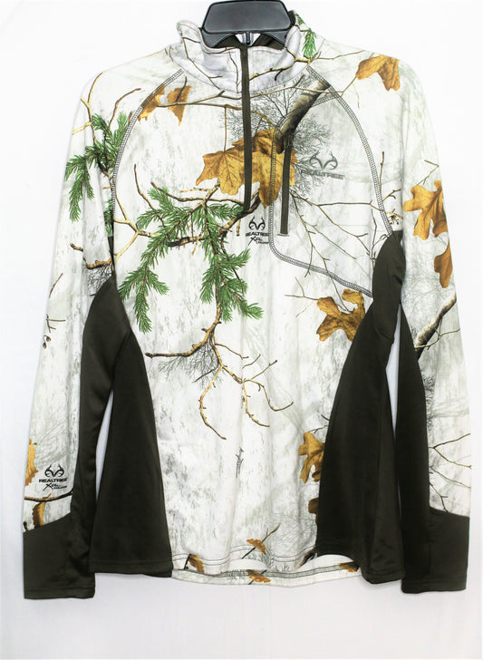 UNISEX REALTREE 1/4 ZIP , LONG SLEEVE POLYESTER CAMOUFLAGE SHIRT SIZE L
