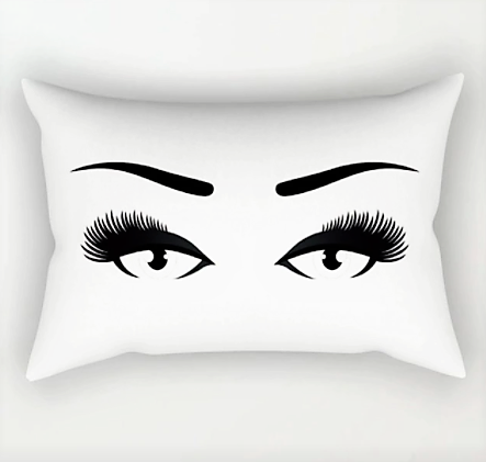 Eyelash  Open Eye  White Polyester Pillow Cover