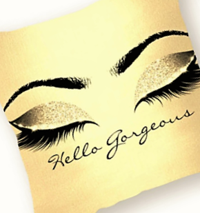 Hello Gorgeous Eyelash Closed Eye  Gold Polyester Pillow Cover