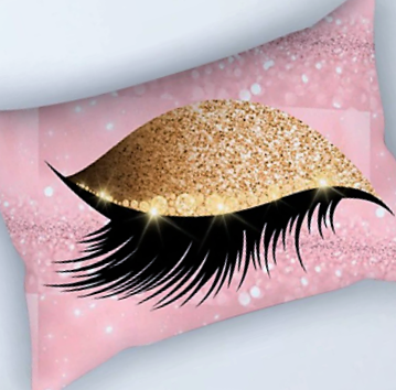 Eyelash Closed Eye Pink & Gold Polyester Pillow Cover