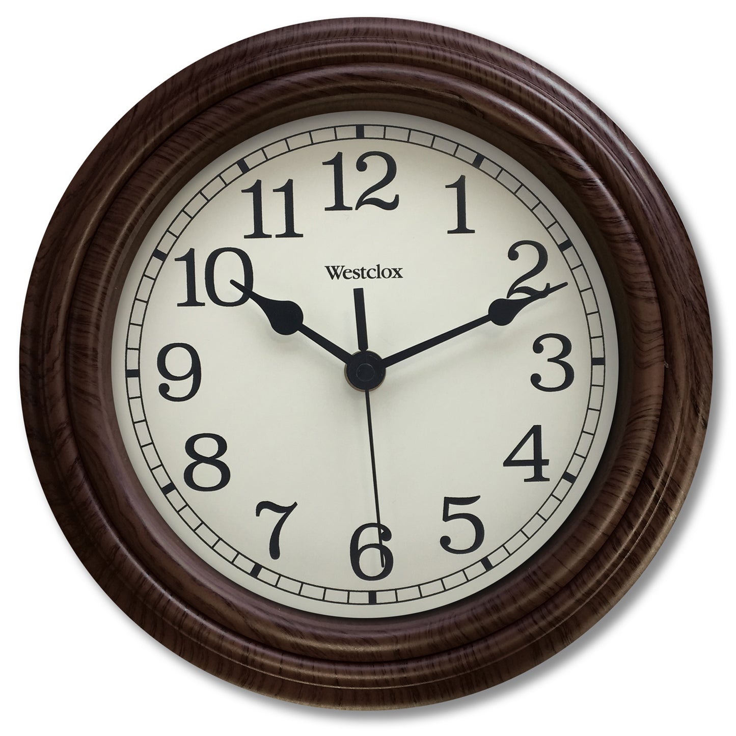 Wesclox plastic Realistic woodgrain looking wall clock