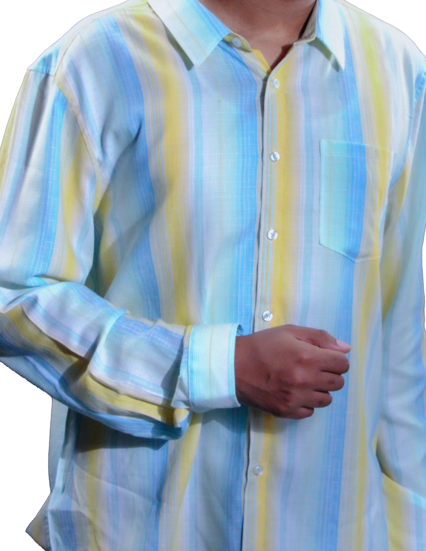 Mens Paisley & Gray Blue Yellow  Fashion Long Sleeve Shirt Button Down Blue and Yellow Striped Shirt Casual Long Sleeve Button-Down Shirts