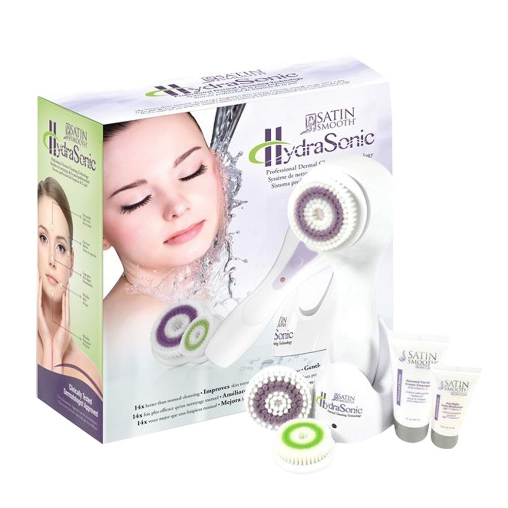 Satin Smooth Hydrasonic Dermal Cleansing Kit, Rechargeable Cleansing Facial and Body Brush