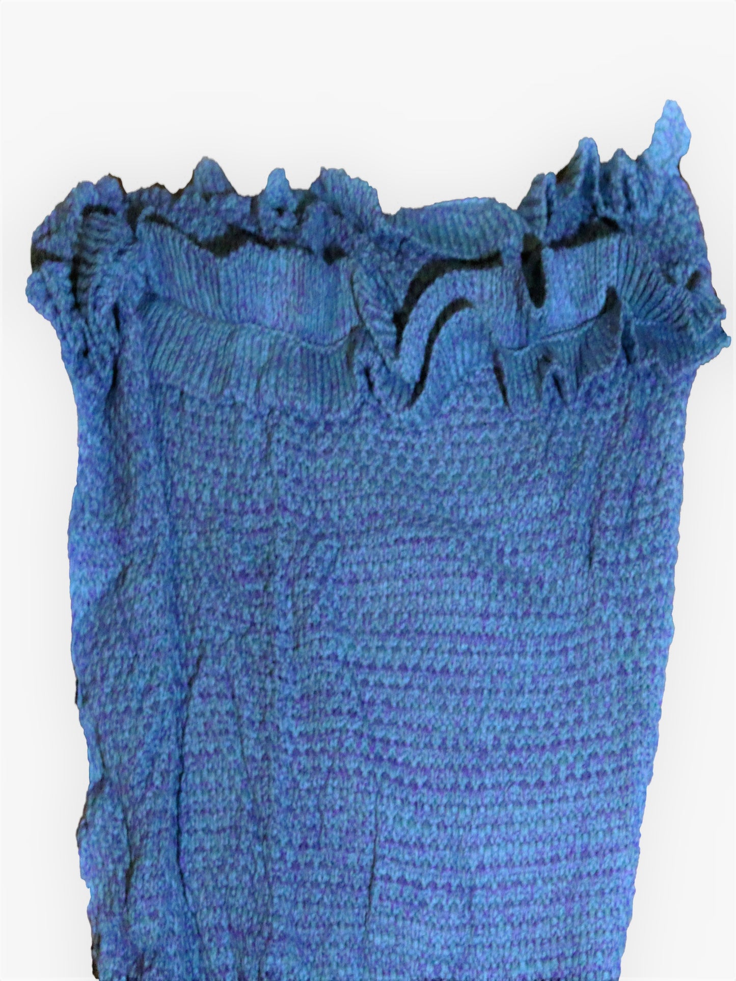 Crochet Teen/Adult Mermaid Tail Blanket Ruffle Top Blue-Purple