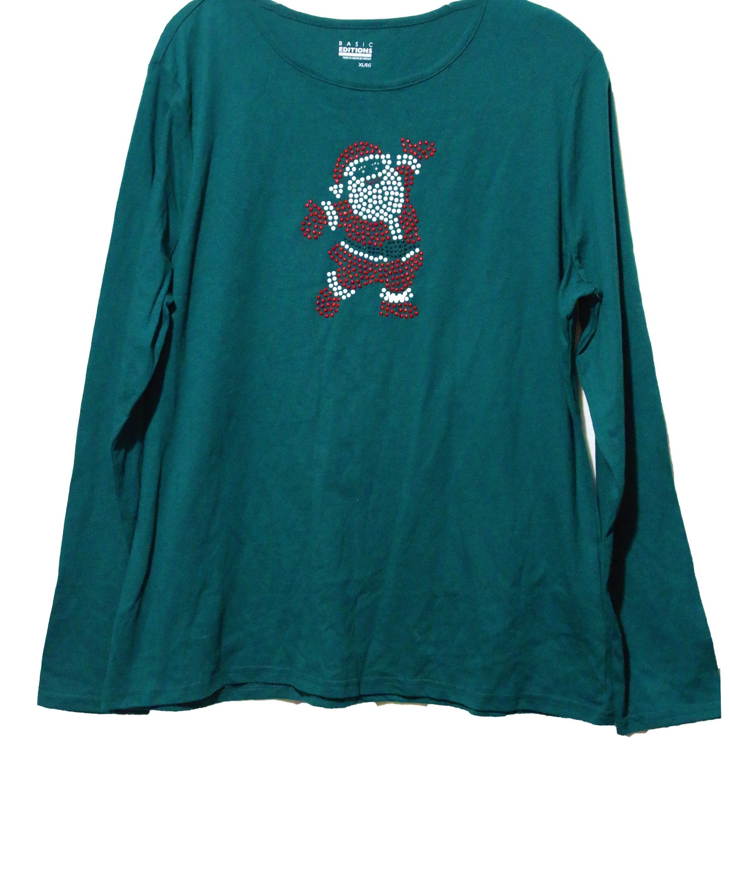 Women's Green Long sleeve Santa Shirt