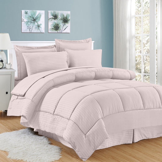 Dobby Stripe 8 Piece Comforter Set - Bed in a Bag