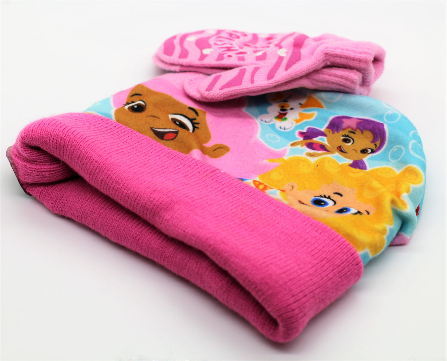 Girls Bubble Guppies Hat and Gloves set