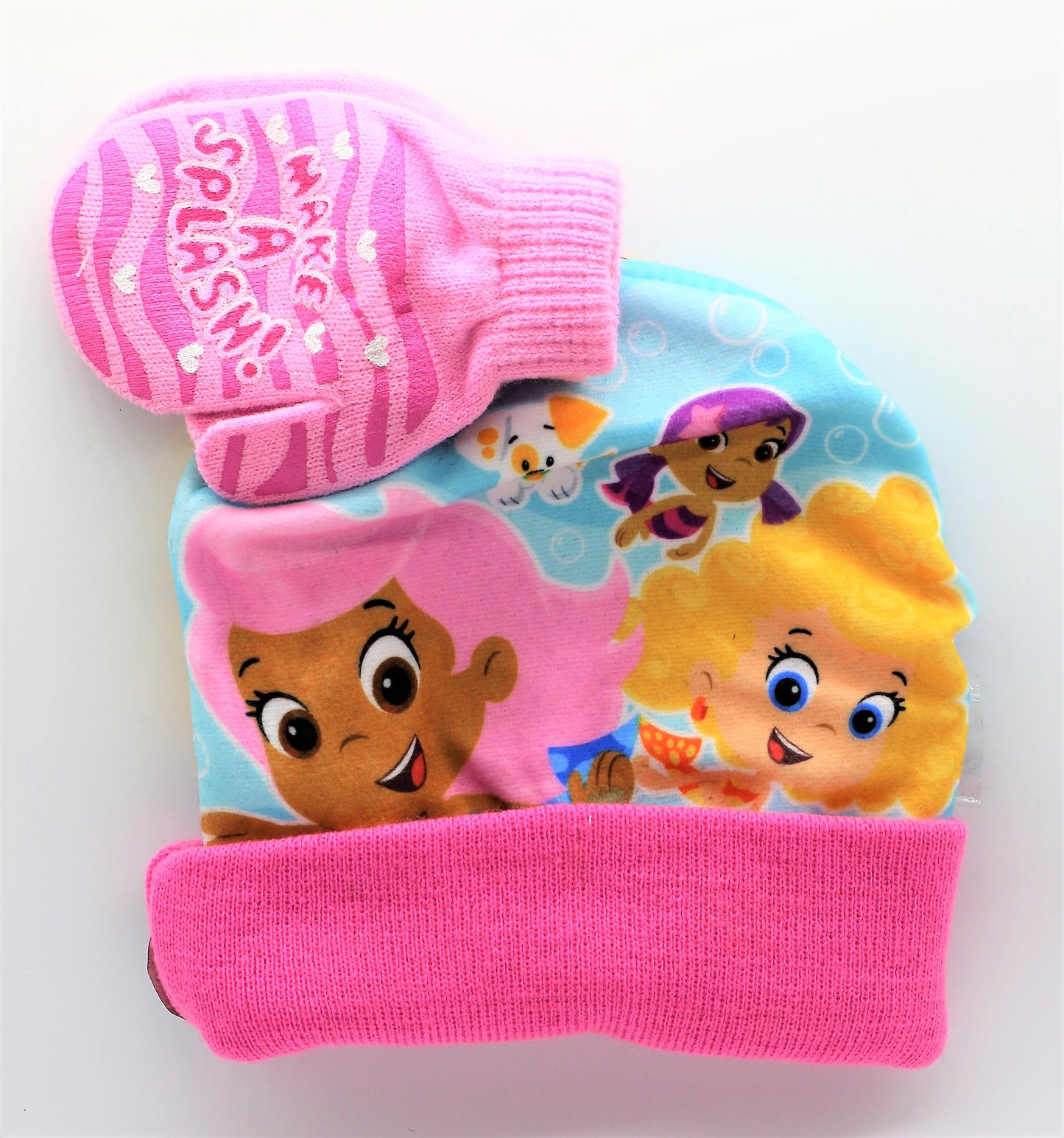 Girls Bubble Guppies Hat and Gloves set