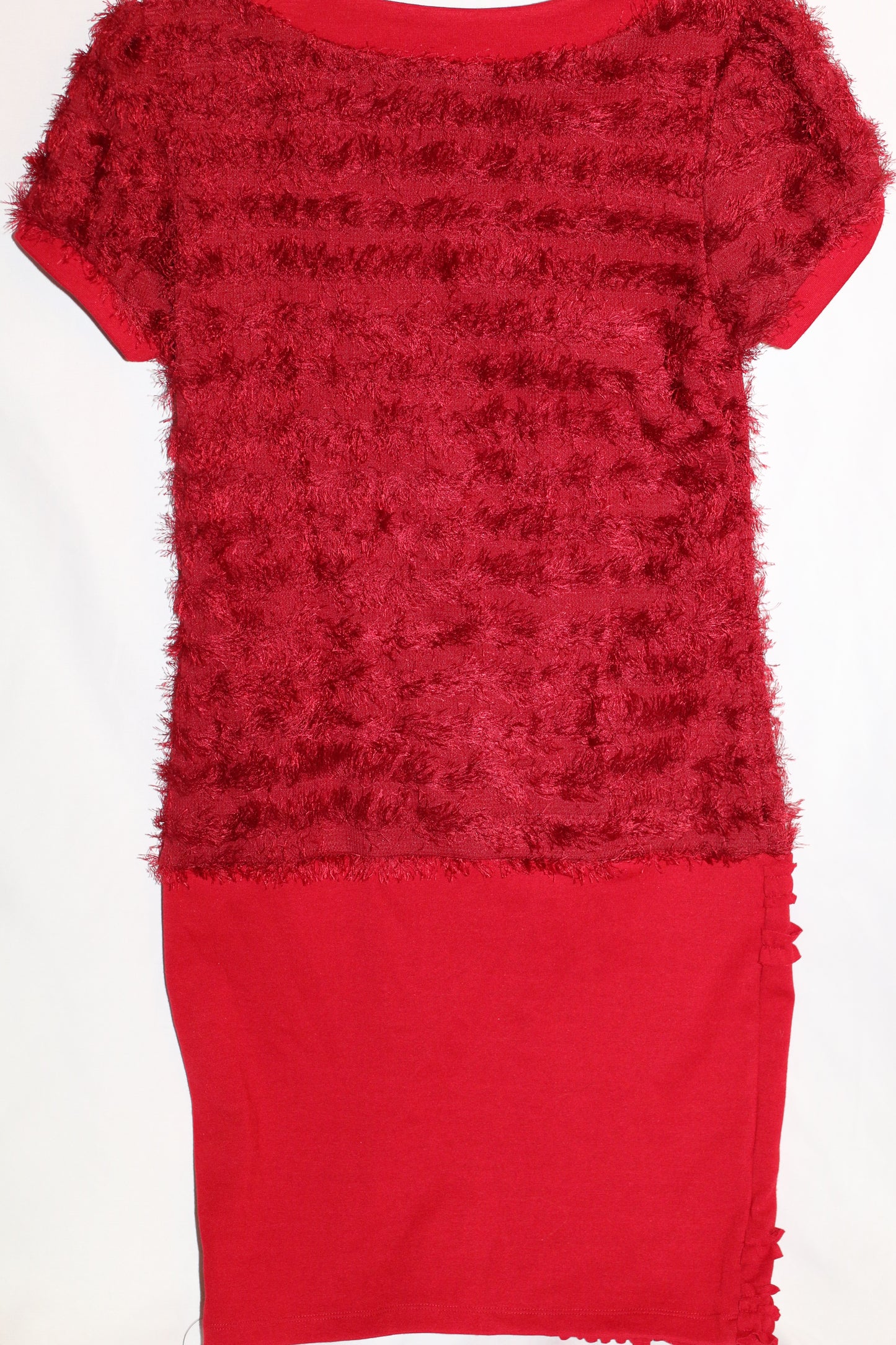 Red Short Sleeve Fuzzy Dress